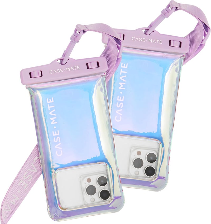 Casemate 2 Pack Soap Bubble IP68 Waterproof Phone Pouch - Floating Waterproof Phone Case w/Crossbody Lanyard - Compatible w/All Devices, Touchscreen Friendly - Iridescent | 2 Pack, IP68, Waterproof, Floating, Crossbody Lanyard, Touchscreen Friendly - Image 1